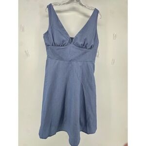NWT Frankly Blue Sleeveless V-Neck Smocked Back Mini Dress with Pockets XL